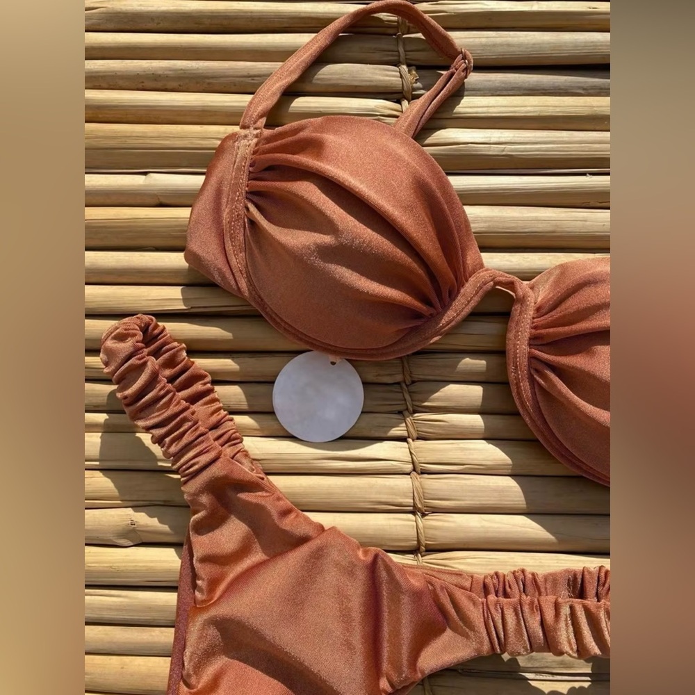 Unbranded Mocha Rust Bikini Set Size S M L NWOT - Picture 6 of 9